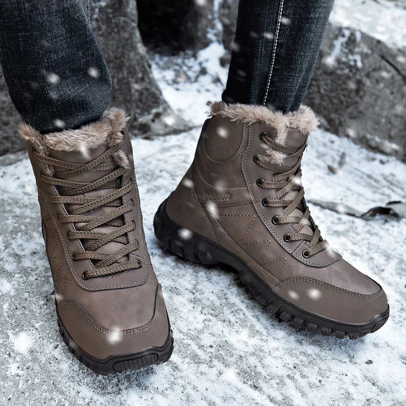 Мужские ботинки повседневные зимние из натуральной кожи с мехом Теплая мужская
