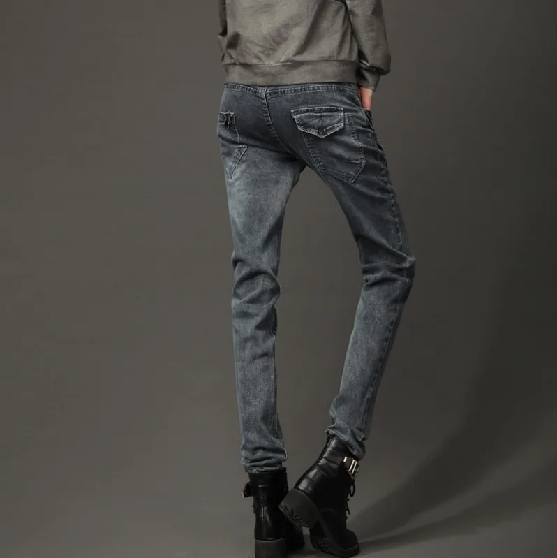 #7809 Сезон весна-осень С эластичной резинкой на талии джинсовые штаны-шаровары для