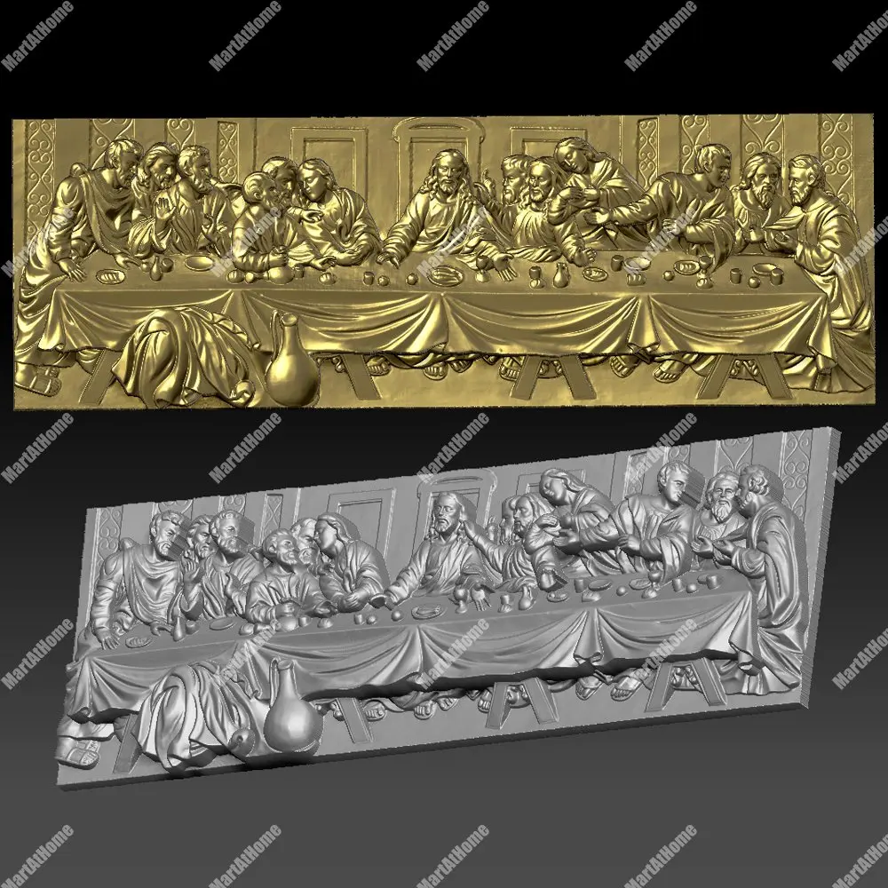 3D модель STL JDP OBJ файл круглая резьба Рисунок Тайная вечеря Иисуса для ЧПУ
