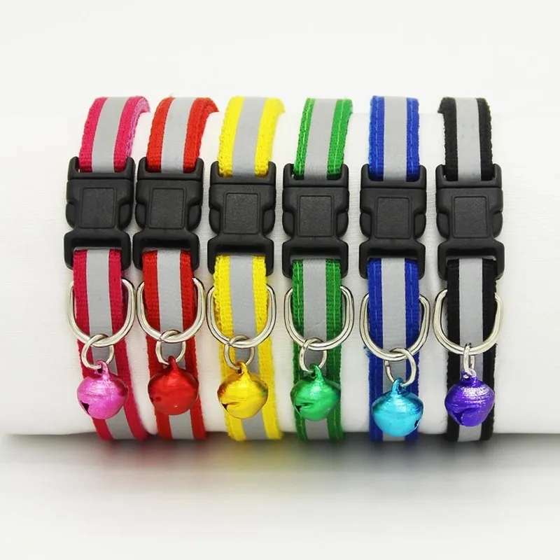 

1pc Adjustable Pet Cat Dog Puppy Reflective Collars Safety Buckle Bell Neck Strap Dog Supplies Cat Collars