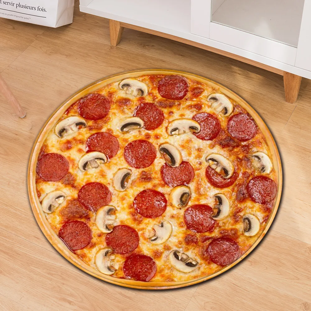 Zeegle Pizza круглый ковер большой для декора гостиной 3d Печатный Впитывающий Коврик