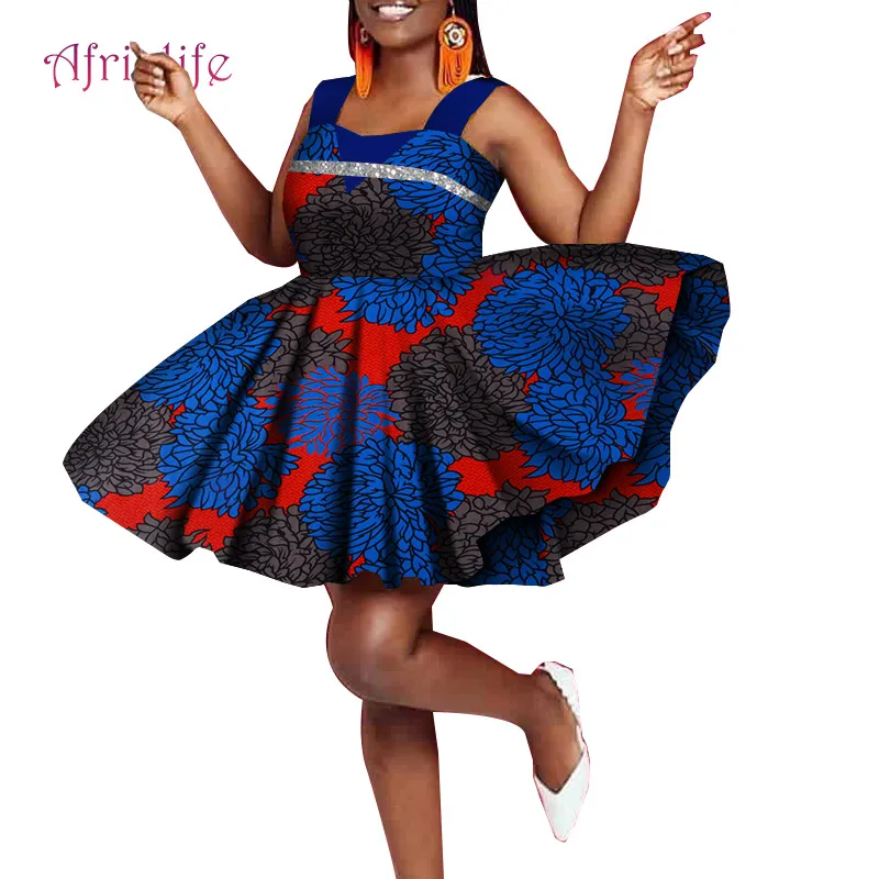 

Pleated African Dresses Lady Plus Size Women Apparel Female Clothing WY7414