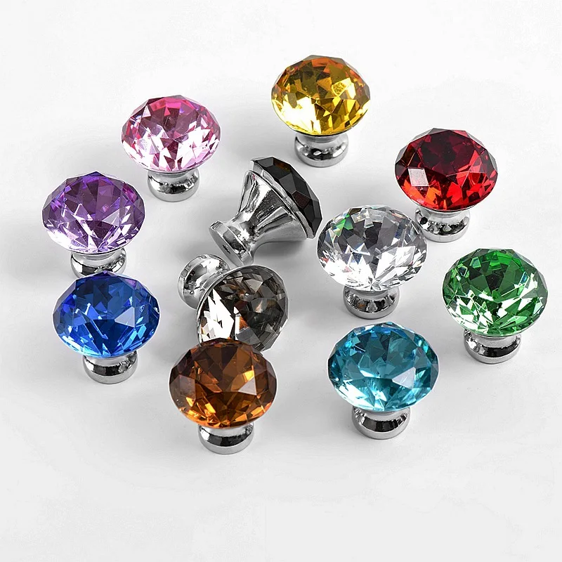 

Dia.30mm Diamond Shape Design Crystal Glass Knobs Cupboard Drawer Kitchen Cabinet Pulls Wardrobe Handles Furniture Hardware