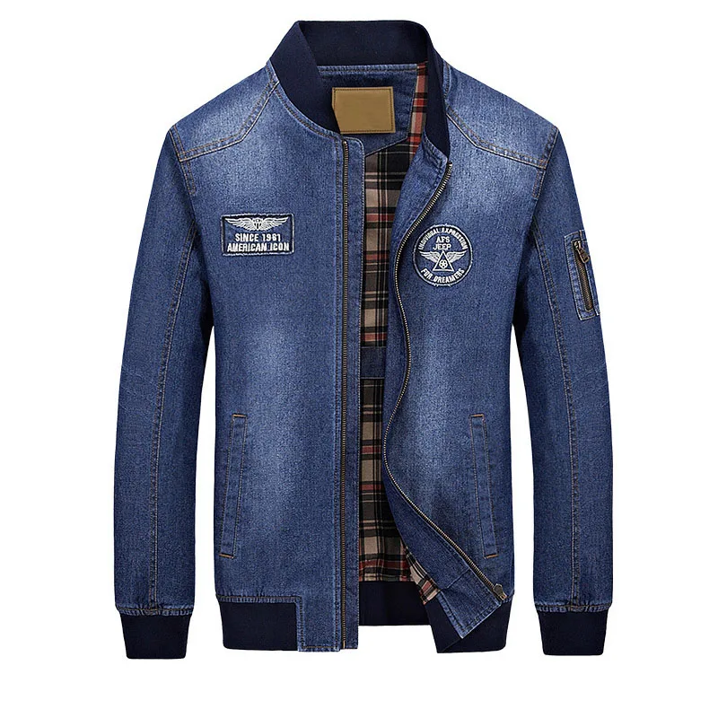 Мужская джинсовая куртка серая утепленная с воротником-стойкой винтажная