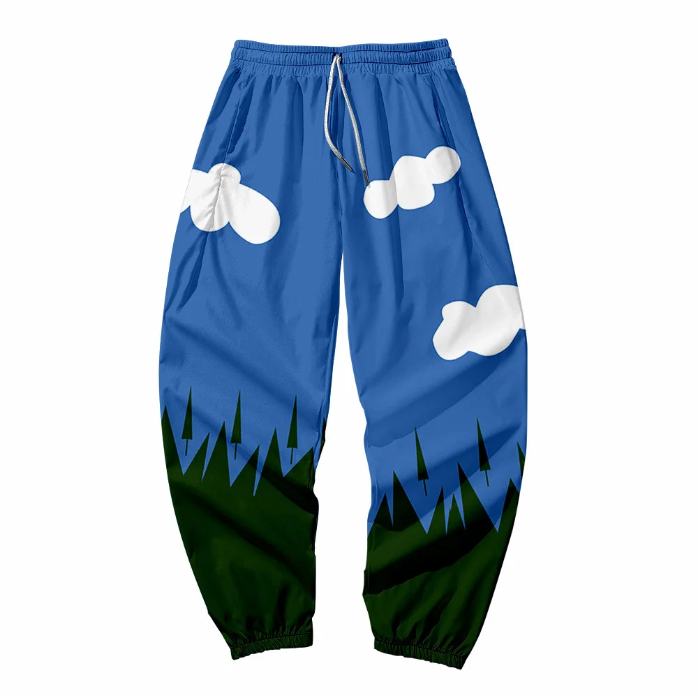 

Новинка 2021, спортивные брюки с 3D принтом в виде облаков, женские/мужские тренировочные штаны для фитнеса, весенние уличные аниме брюки, повс...