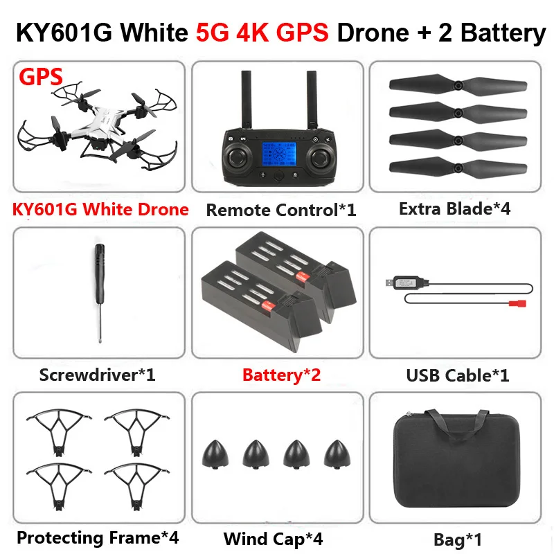 KY601G KY601S Профессиональный Дрон с камерой 4K HD 5G WiFi gps FPV дистанционное управление расстояние 2 км RC Квадрокоптер вертолет детские игрушки - Цвет: KY601G 4K W 2B