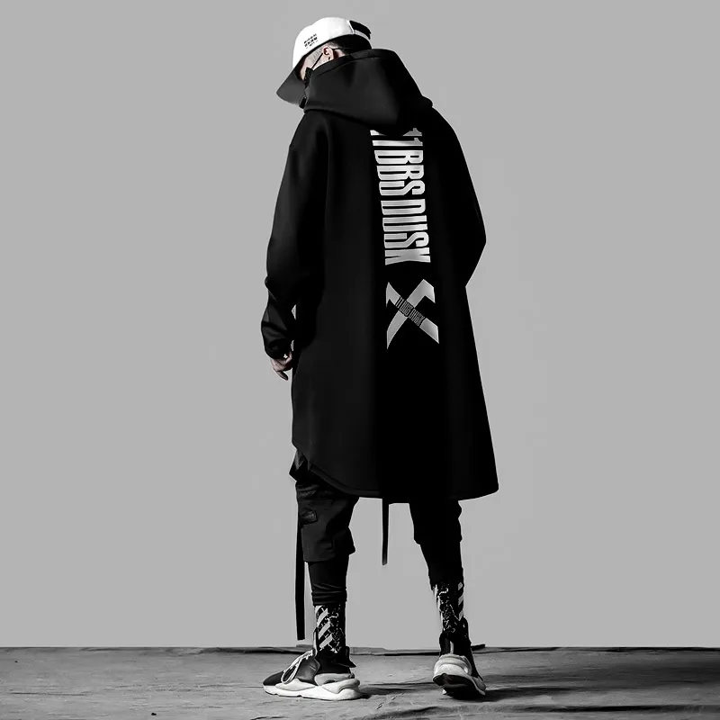 

Japanese Sweatshirt Mens Oversize Hoodies Long Cloak Hip Hop Gothic Outwear Streetwear Coat Harajuku Style Male Tops