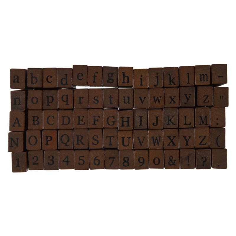 

Pack of 70pcs Rubber Stamps Set Vintage Wooden Box Case Alphabet Letters Number Craft (No Ink Pad Included)
