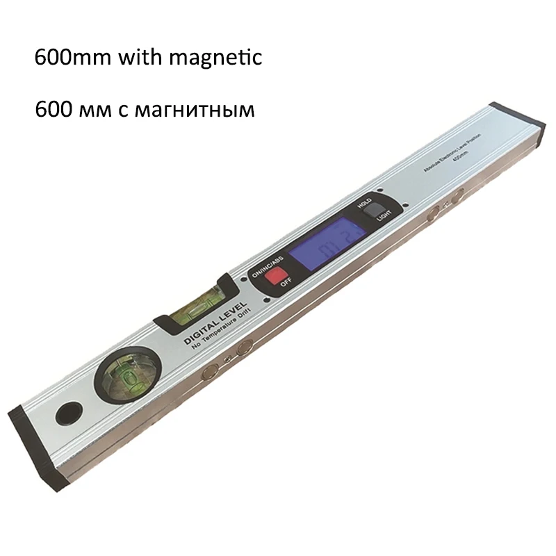 600mm with magnetic 400 мм Белый Цифровой Угол Finder уровень вертикальный Инклинометр 360 градусов Диапазон наклона тест линейка транспортира Гониометр - Цвет: 600mm with magnetic