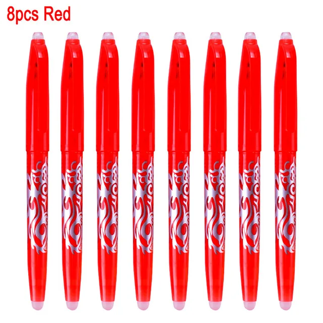 8pcs red DELVTCH 0,5 мм стираемые костюм гелевая ручка синий/черные чернила магия стираемую заправки и ручки Комплект для школы и офиса пишущих инструментов студент S - Цвет: 8pcs red