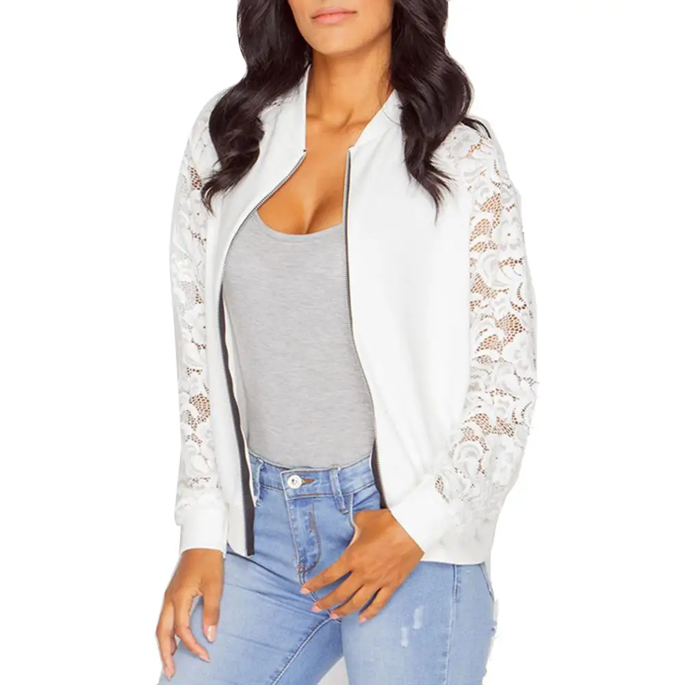 Модное женское резное кружевное лоскутное пальто с длинным рукавом однотонная