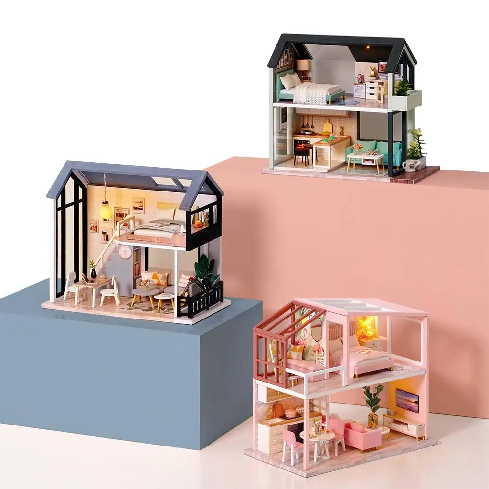 

DIY Dollhouse Miniature Toy Handmade Wooden Doll House Model With Furniture Toys For Children Christmas Birthday Gift