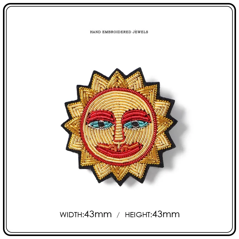 

Indian Silk Hand Embroidery Pin Fixed Clothes Sweater Decoration Creative Sun Cartoon Brooch Hundred Matching Accessories