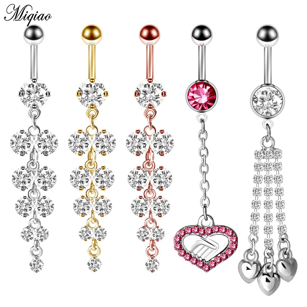 

Miqiao 1 Pcs Body Piercing Jewelry Stainless Steel Tassel Navel Nail Navel Ring New Belly Button Ring