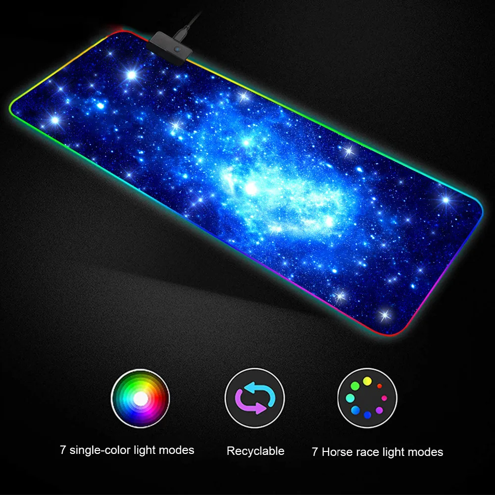 Besegad большой проводной LED RGB игровой коврик для мыши красочное освещение геймер