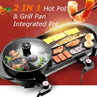 Larger 220V Electric Hot Pot Oven Smokeless Barbecue Machine Home BBQ Grills Indoor Roast Meat Dish Plate Multi Cooker