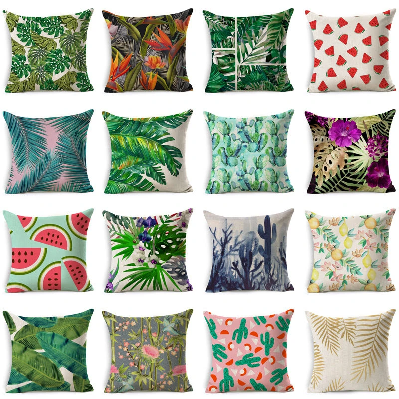 Тропическое растение кактус узорная хлопковая льняная подушка наволочка для