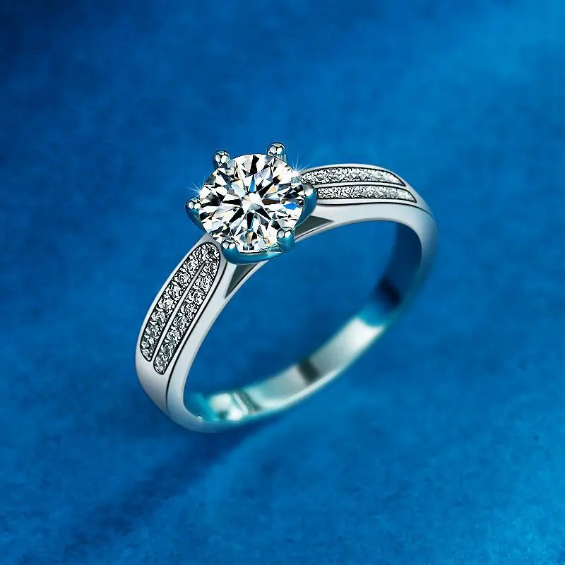 Кольцо из серебра 925 пробы с муассанитами 2 карата | Украшения и аксессуары