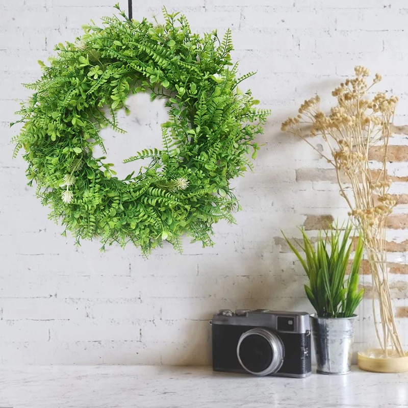 

Green Eucalyptus Wreath for Front Door,Handicraft Vine Frame with Versatile Leaves,Decorating for Indoor,Outdoor Use