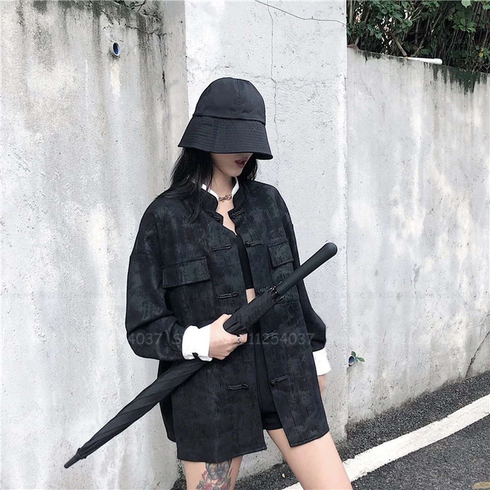 Парная черная Повседневная Блузка в китайском стиле чонсам футболка кунг-фу