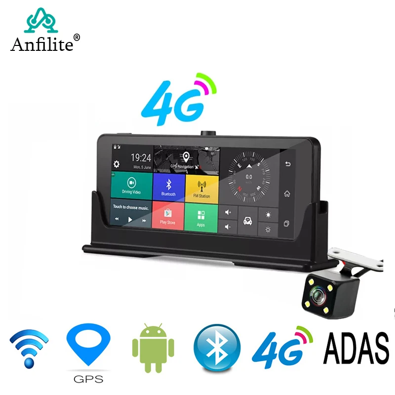 Anfilite 4G Автомобильный gps навигатор 6,86 дюймов Android 5,1 Bluetooth rom 16 Гб ram 1 Гб HD 1080P Автомобильный видеорегистратор с двумя объективами камера навигатор