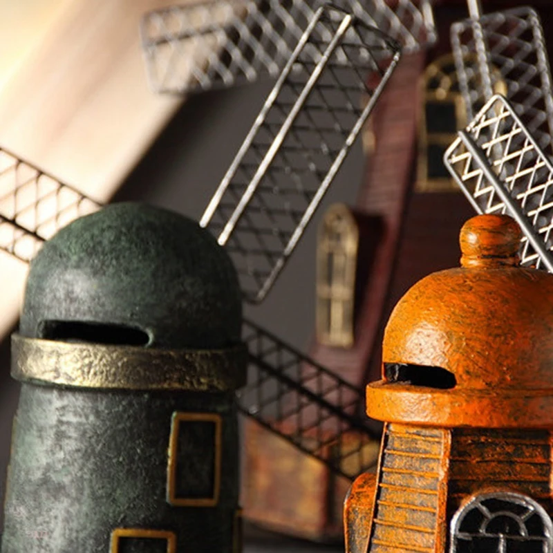 Промо-акция! Винтажное полимерное украшение ветряная мельница Копилка