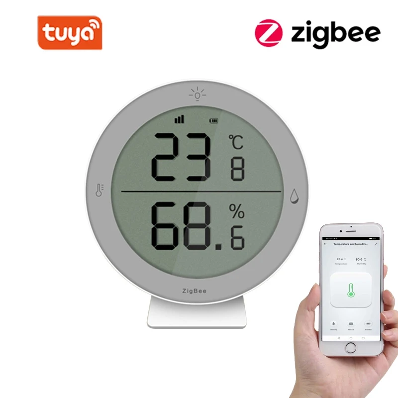 

Tuya ZigBee WIFI Temperature And Humidity Sensor Indoor Hygrometer Thermometer Works With Google Assistant And Tuya Zigbee Hub
