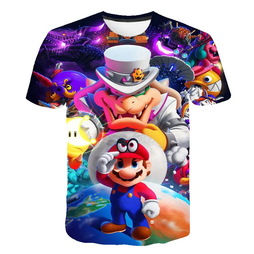 Летняя детская одежда 2021 дышащая футболка Super Mario для мальчиков и девочек крутая