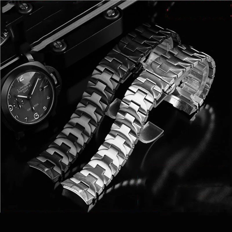 Suitable for Panerai PAM4411 111382 strap men's steel band elbow stainless steel butterfly CLASP BRACELET 24mm