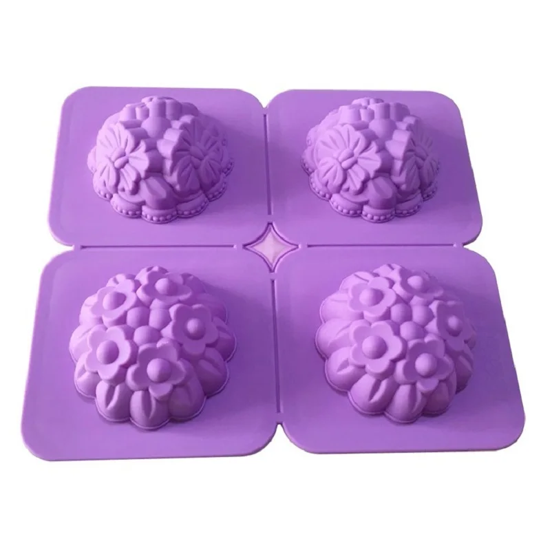 Силиконовая форма для мыла с 4 отверстиями выпечки тортов ручной работы шоколада