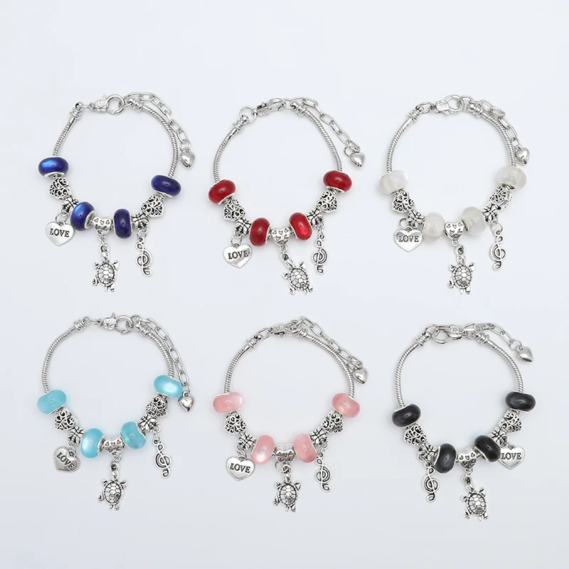 Посеребренный Браслет застежка сделай сам подвеска в виде черепахи любовная