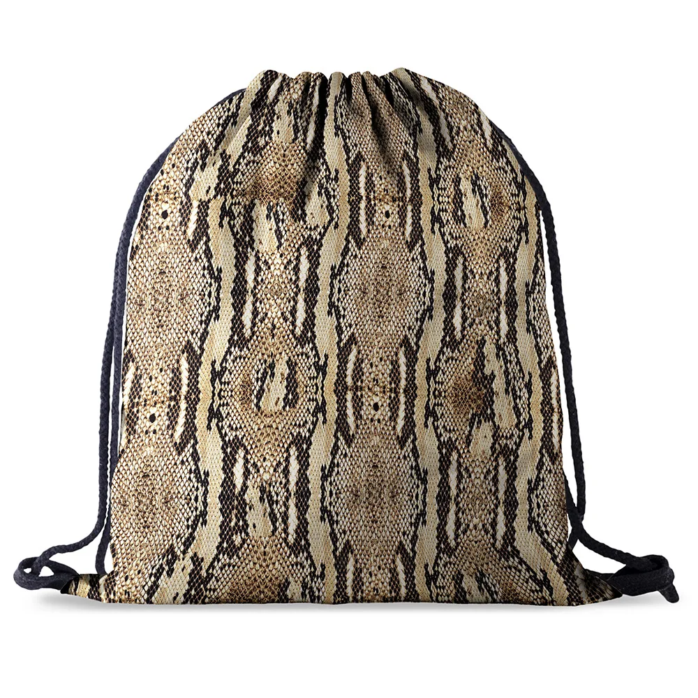 Сумка на шнурке с принтом змеиной кожи для мужчин и женщин|Мешки кулиской| |