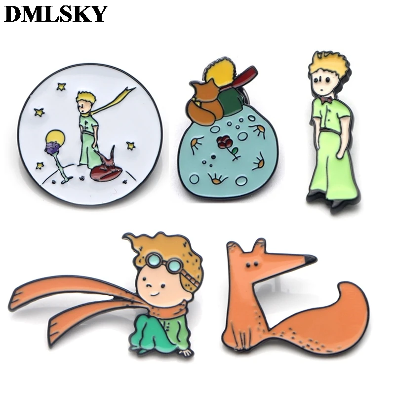 DMLSKY дети принц и лиса Милая брошь мультфильм эмаль шпильки для одежды рюкзака