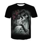 Новейшие мужские футболки с принтом черепа поцелуя, готические футболки в стиле панк, винтажные футболки в стиле хип-хоп, футболки с 3D-принтом смерти