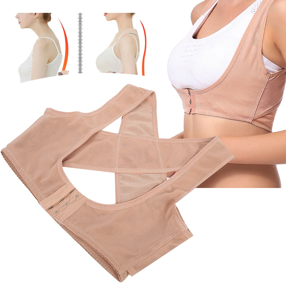 

Adult Unisex Breathable soft Posture Corrector Brace Breast Support Hunchback Correction Belt Reduce Burden Shoulders Skin Color