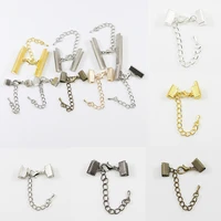 10pcslot lobster clasp connectors ribbon leather cord end fastener clasps with chains for bracelet diy jewelry making wholesale