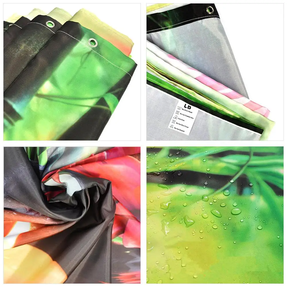 

Green Leaves Shower Curtain Garden Nature Bathroom White Waterproof Mildew Resistant Polyester Fabric for Kids Bathtub Decor