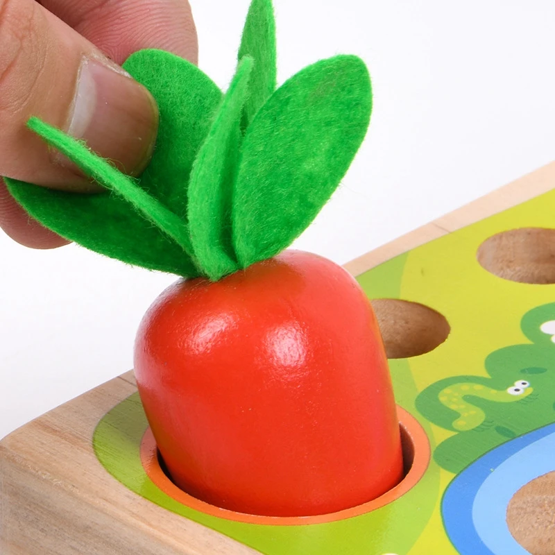 

Wooden Baby Toys 0-12 Months Catch Worms Harvest Carrots Game Educational Toys For Children Funny Kids Early Learning