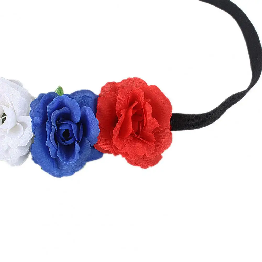 Эластичная Повязка на голову с искусственными цветами красная белая Синяя