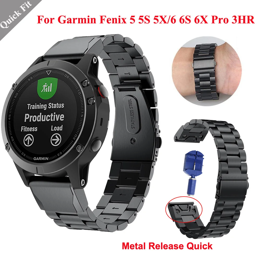 

20/22/26mm Stainless Steel Wrist Band Strap For Garmin Fenix 6X 6S 6 5X 5 5SPlus 3HR Release Quick Easyfit Metal Bracelet Correa