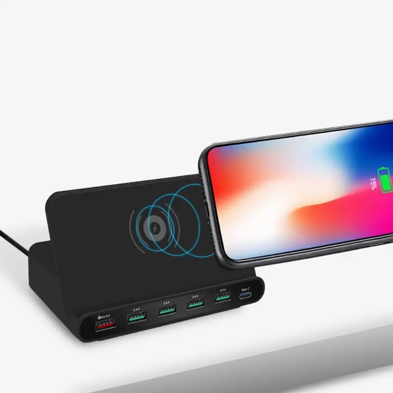 QC 3 0 5 портов usb type C PD 18 Вт адаптер питания Qi Беспроводное быстрое зарядное