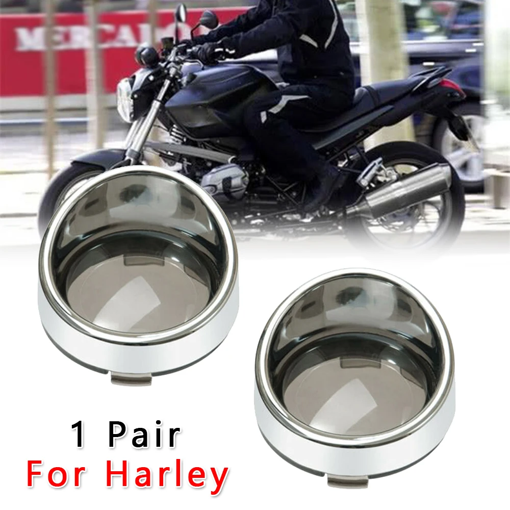1Pair Turn Signal Light Smoke Lens Cover Bezels Visor Cap For Harley Softail | Автомобили и мотоциклы