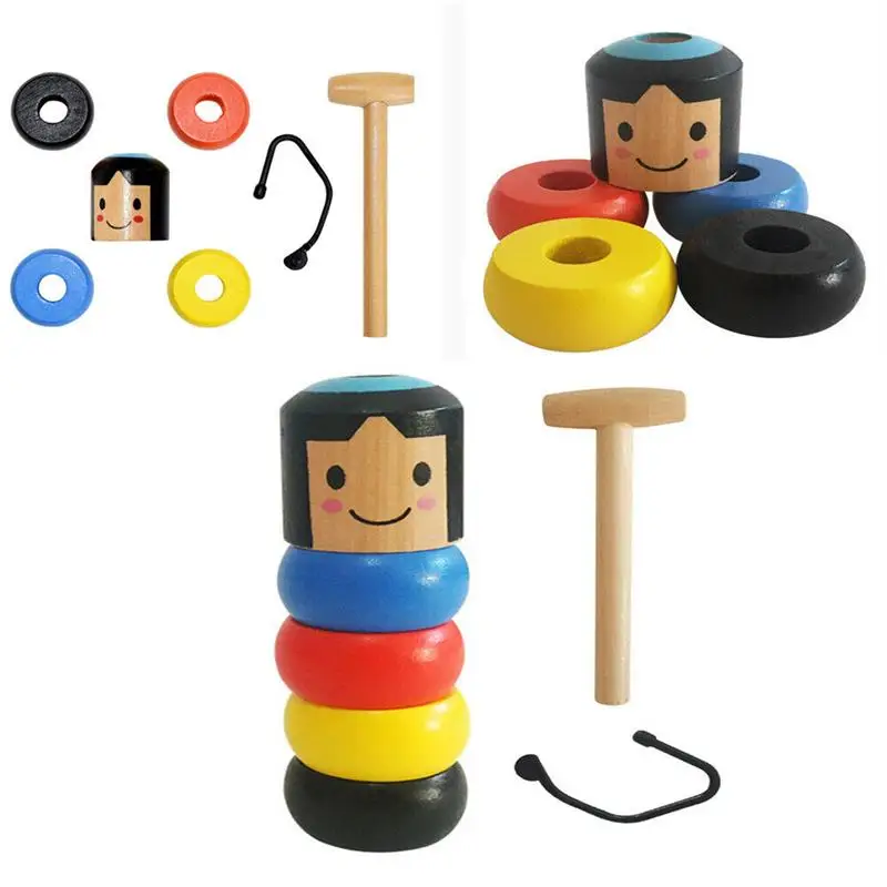 

Unbreakable Wooden Man Funny Immortal Daruma Magic Toy Magic Tricks Close Up Street Stage Magic Props Fun Toy Accessory