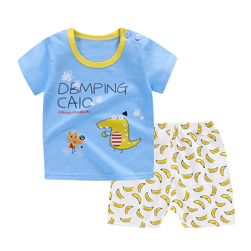 

ZWF1120 Summer baby t shirt+shorts 2pcs/set 3-10 Years cotton short sleeve outwear toddler clothes sets sportswear