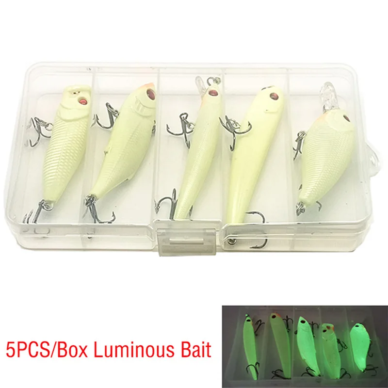 5 шт. Поппер Кривошип набор светящихся/жестких приманок искусственный Воблер для