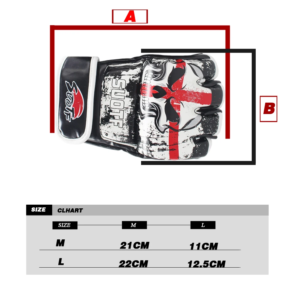 

suotf MMA Skull Boxing Fighting Training Half Finger Training Taekwondo Glove wear resistant Tiger Muay Thai glove box sanda mma
