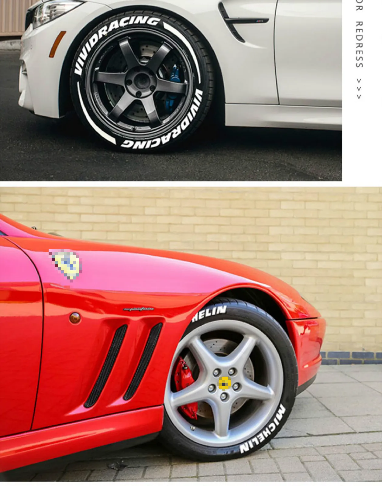 

White Rubber Letters Tire Stickers Car Tuning Decals 3D Logo Universal Permanent Tire Letterings Kits Wheels Label DIY Styling