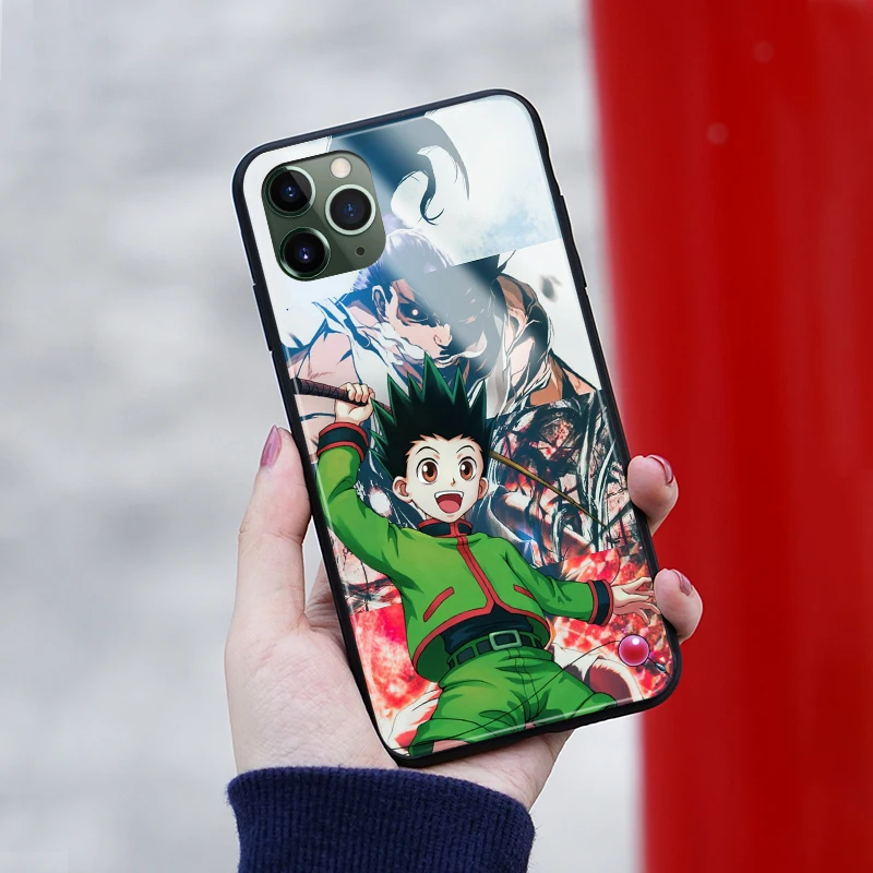 freecss gon hunter x hunter anime cover for iphone se 6s 7 8 x xr xs 11 pro max samsung s note 10 20 plus glass phone case shell free global shipping