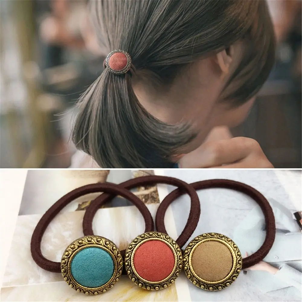 Резинка для волос в Корейском стиле милые эластичные ленты форме пуговиц