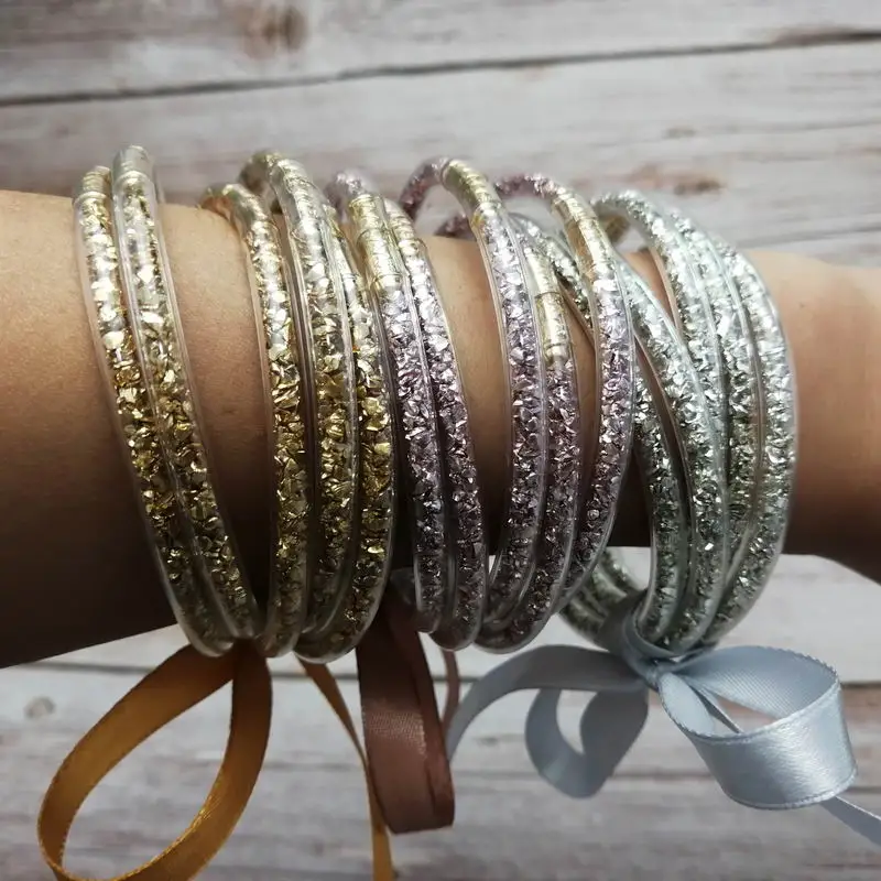 5 шт./компл. 10 цветов многоцветные блестящие заполненные гравия силиконовые